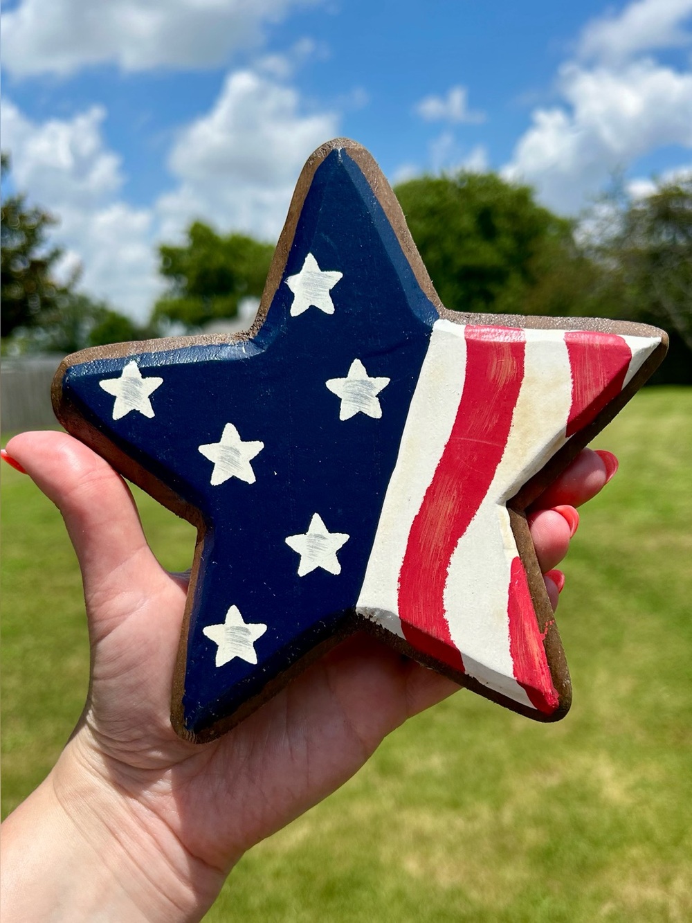 Demdaco Wooden American Flag Star Magnet Token EUC